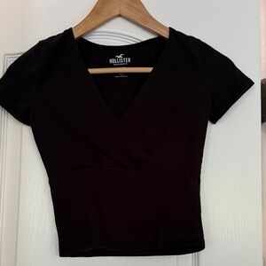 Hollister Women's Elegant Black V-Neck Blouse